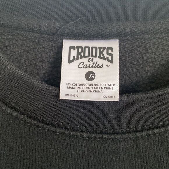 CROOKS & CASTLES Men’s Black Sweatshirt Size L - Picture 4 of 6